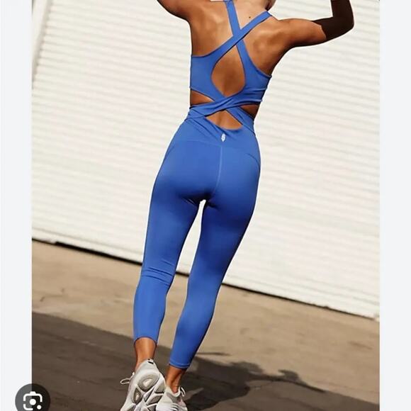 Free people periwinkle back it up one piece jumpsuit - Picture 1 of 8